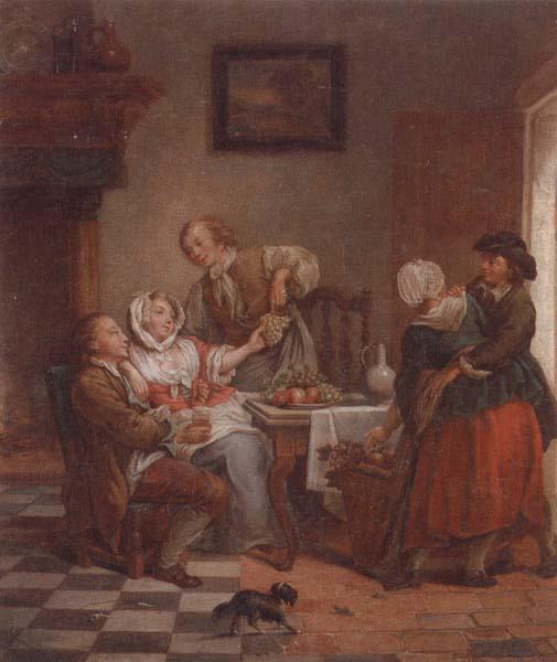 unknow artist An interior with figures drinking and eating fruit Germany oil painting art